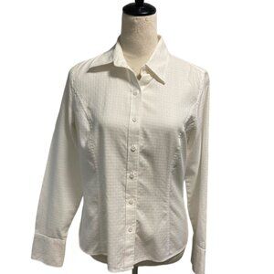 100% Cotton Talbots White Textured Blouse, size 8